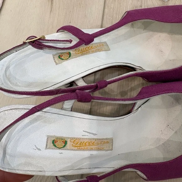 Vintage Gucci Purple and White Slingback Heels - Picture 8 of 8